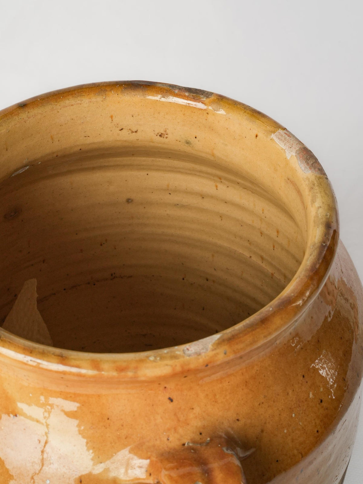 Antique French Ochre-Glazed Terracotta Confit Pot -9"