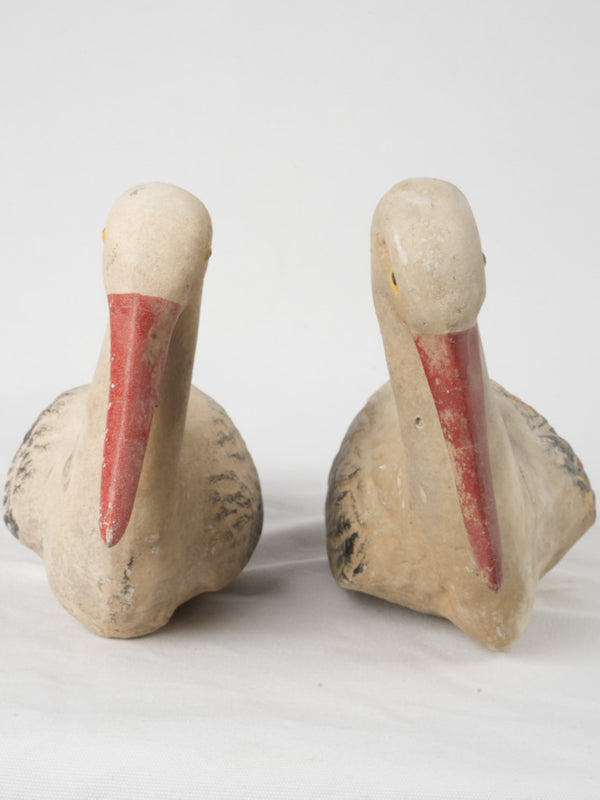 Collection of two garden stork sculptures