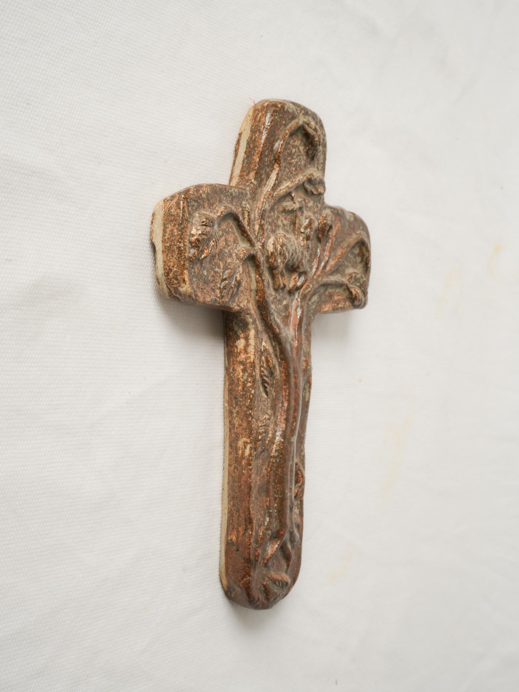 Atelier La Hulotte glazed crucifix w/ tree of life 9"