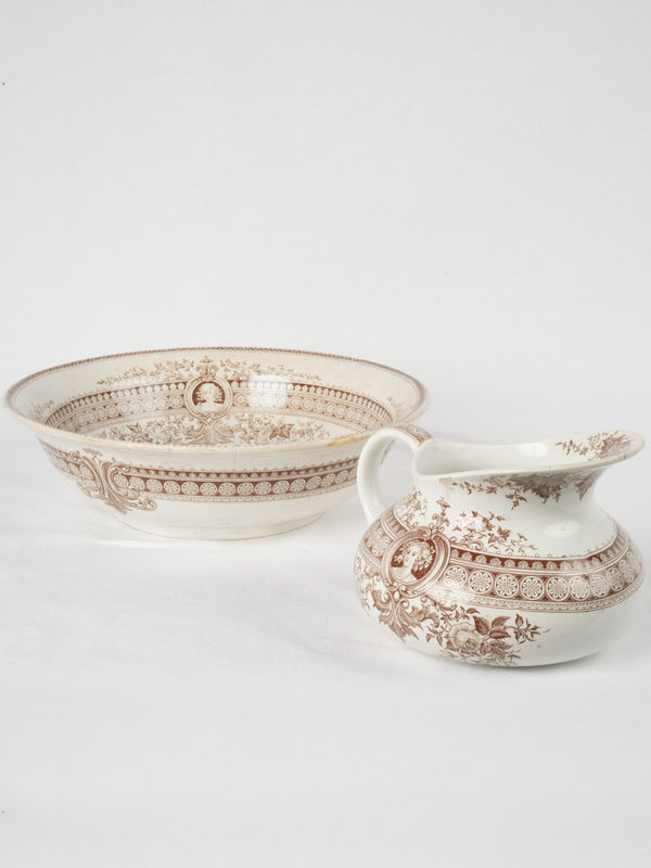 Antique French porcelain wash basin & pitcher