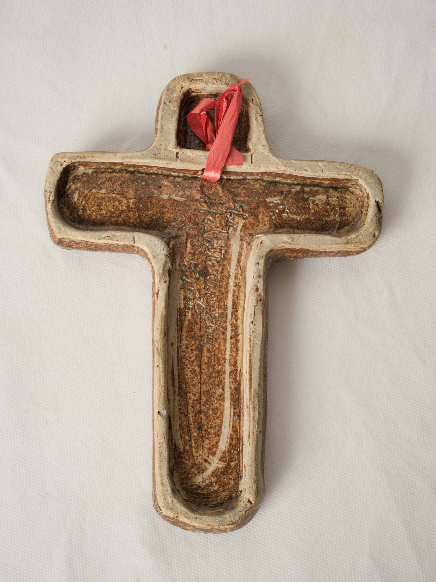 Atelier La Hulotte glazed crucifix w/ tree of life 9"