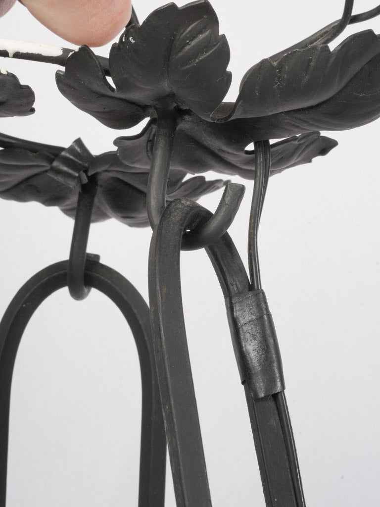 Art Nouveau Wrought Iron and Glass Chandelier Signed Reynaud - 34¾"