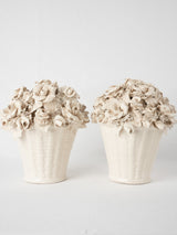 RESERVED GG Pair of Italian floral bouquet ornaments - cream 10¼"