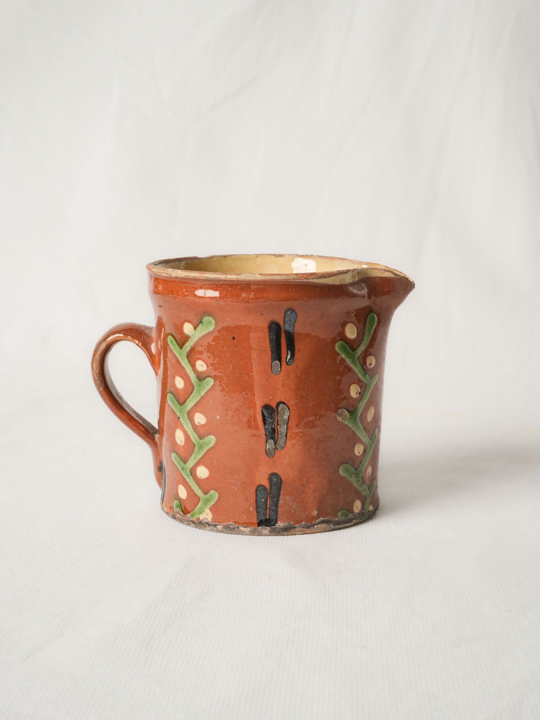 Antique Terracotta Pitcher from Savoy with ocher glaze 4¼"