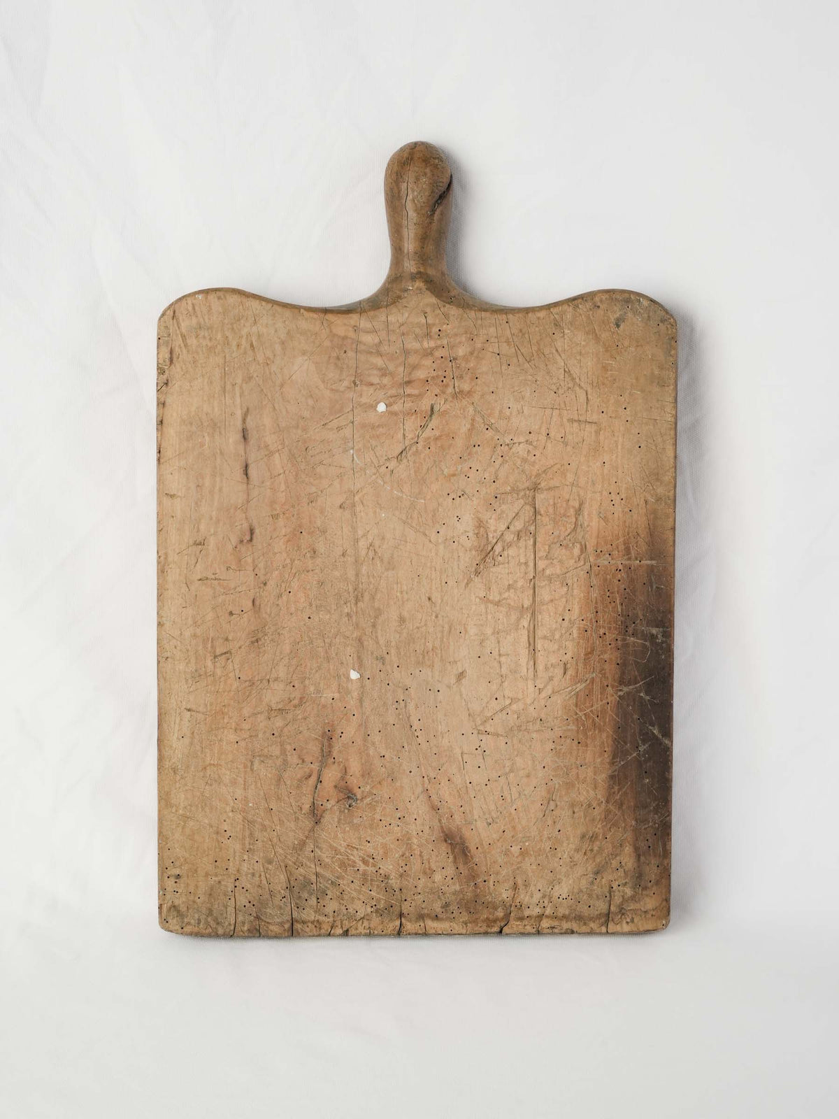 Large Antique French Wooden Cutting Board w/ Shaped Handle - 23¼"
