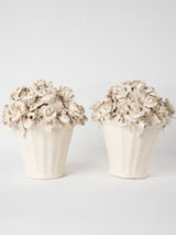 RESERVED GG Pair of Italian floral bouquet ornaments - cream 10¼"