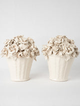 RESERVED GG Pair of Italian floral bouquet ornaments - cream 10¼"