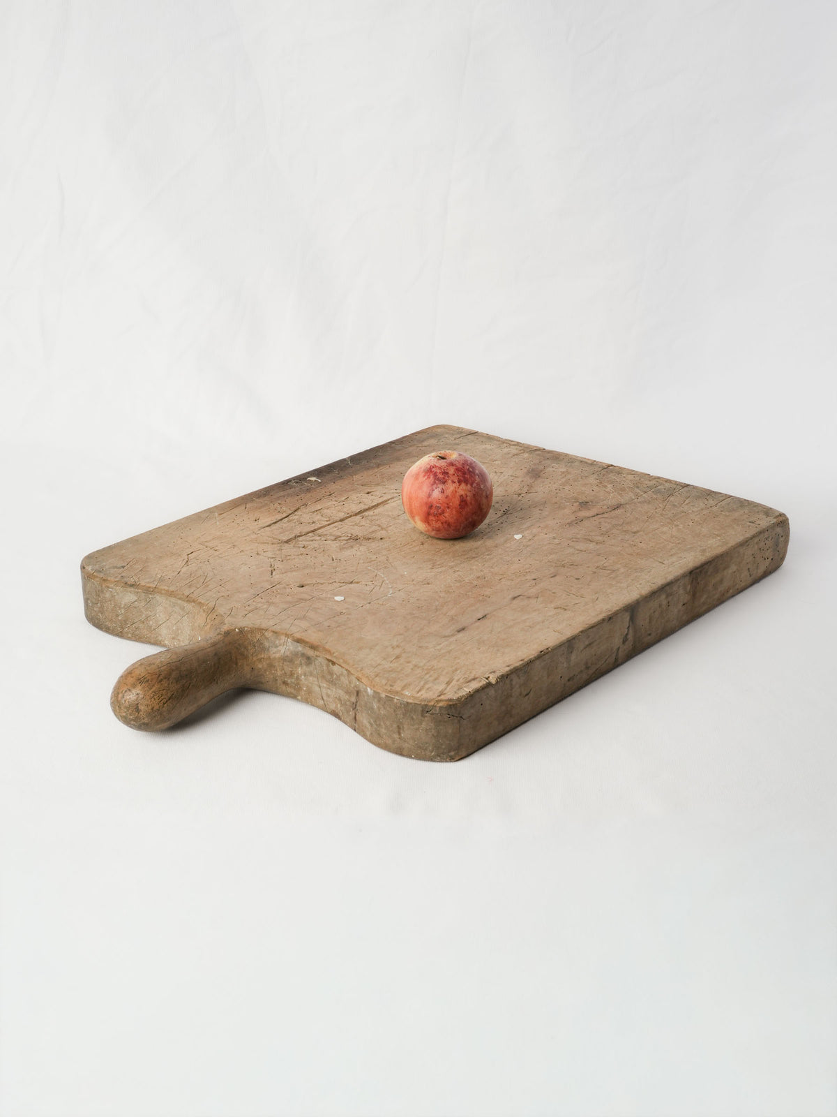 Large Antique French Wooden Cutting Board w/ Shaped Handle - 23¼"