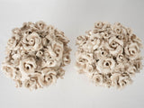 RESERVED GG Pair of Italian floral bouquet ornaments - cream 10¼"