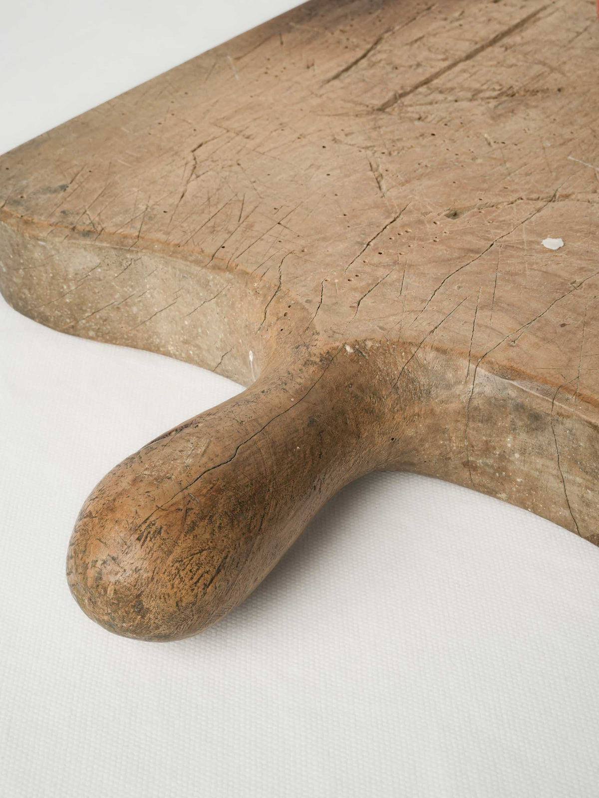 Large Antique French Wooden Cutting Board w/ Shaped Handle - 23¼"