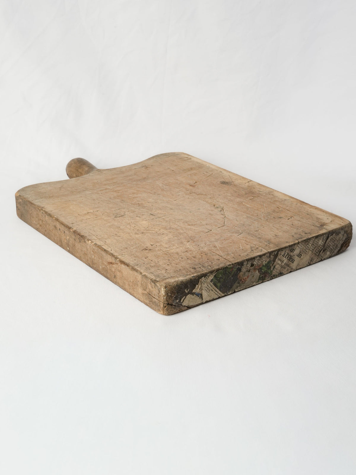 Large Antique French Wooden Cutting Board w/ Shaped Handle - 23¼"
