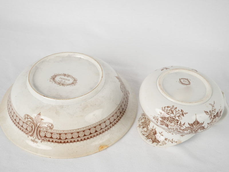 Traditional French floral motif pitcher and basin