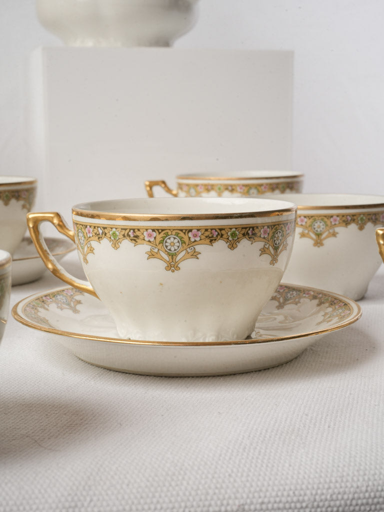 Limoges Rococo Revival Porcelain Coffee Service For 8 c. 1930s