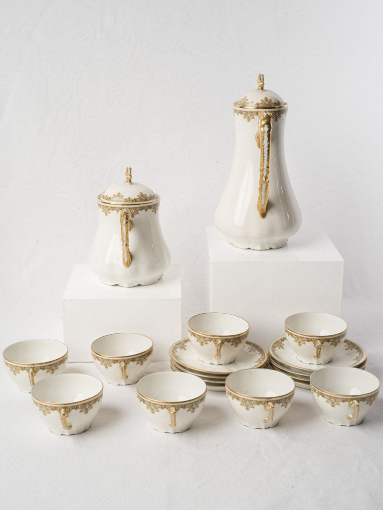 Limoges Rococo Revival Porcelain Coffee Service For 8 c. 1930s
