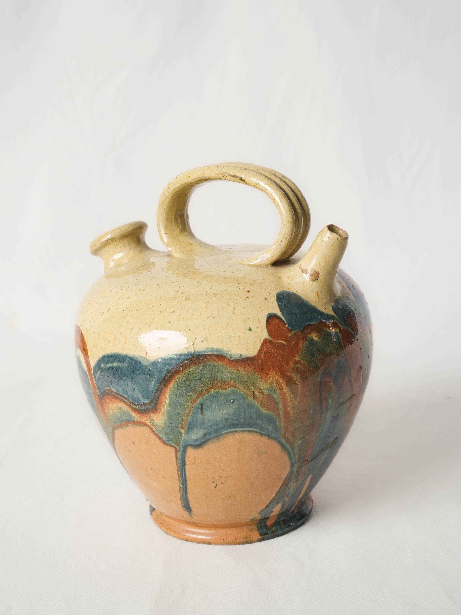 Late 19th century Languedoc double spouted Kanti pitcher in terracotta - 9½"