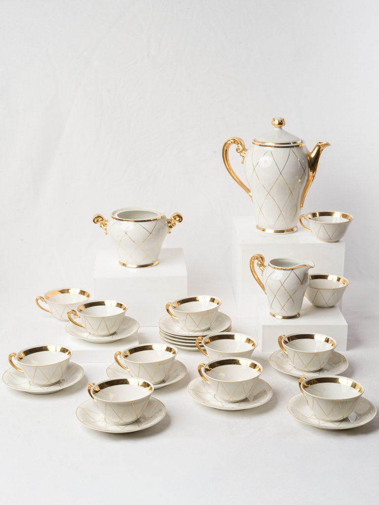 Chic Limoges Coffee Service for Twelve by Jean Pouyat Circa 1930