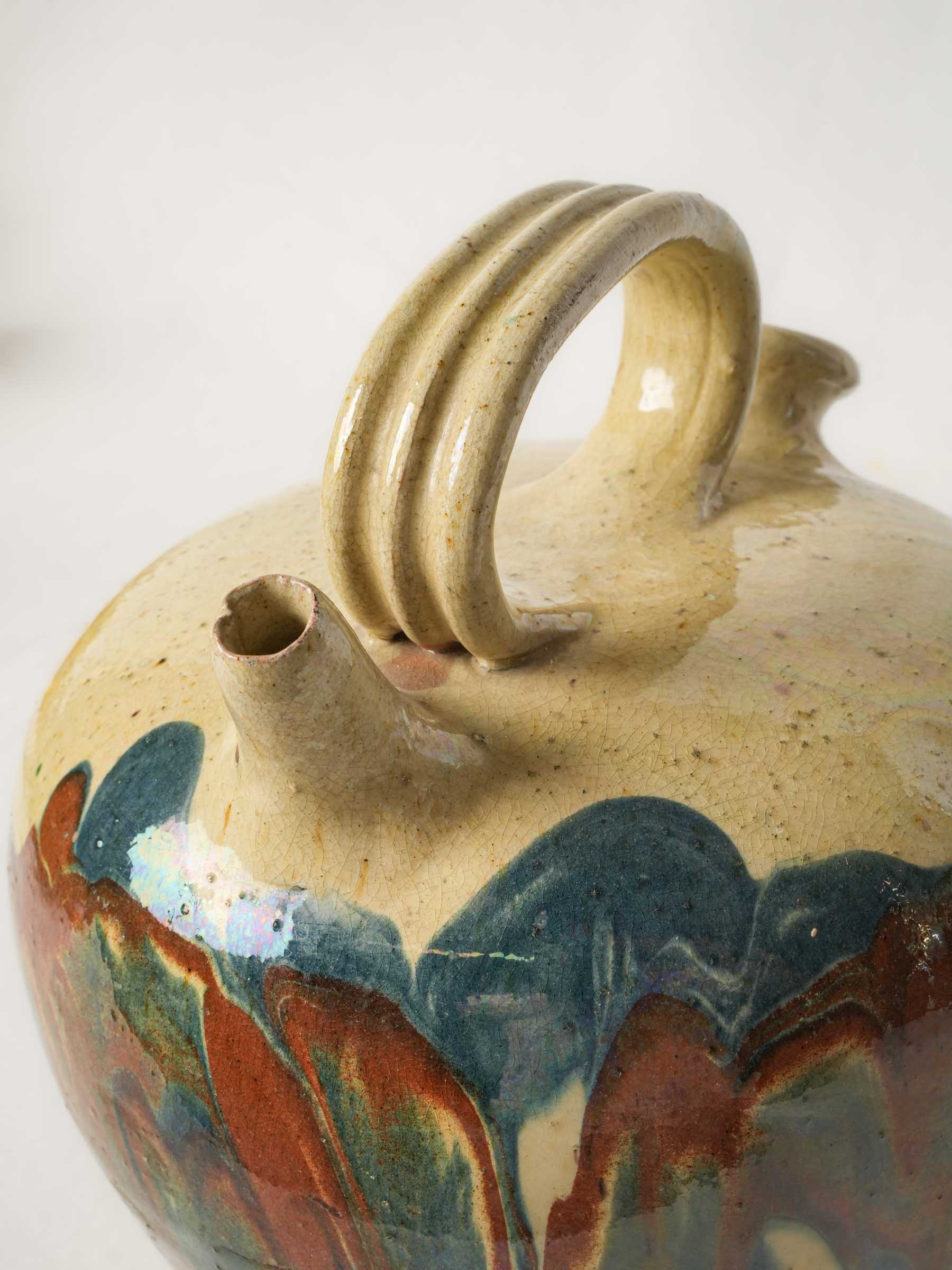 Late 19th century Languedoc double spouted Kanti pitcher in terracotta - 9½"