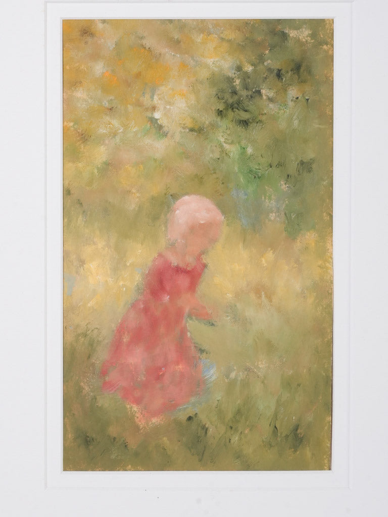 Young girl in red dress artwork