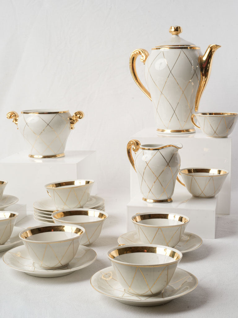 Chic Limoges Coffee Service for Twelve by Jean Pouyat Circa 1930