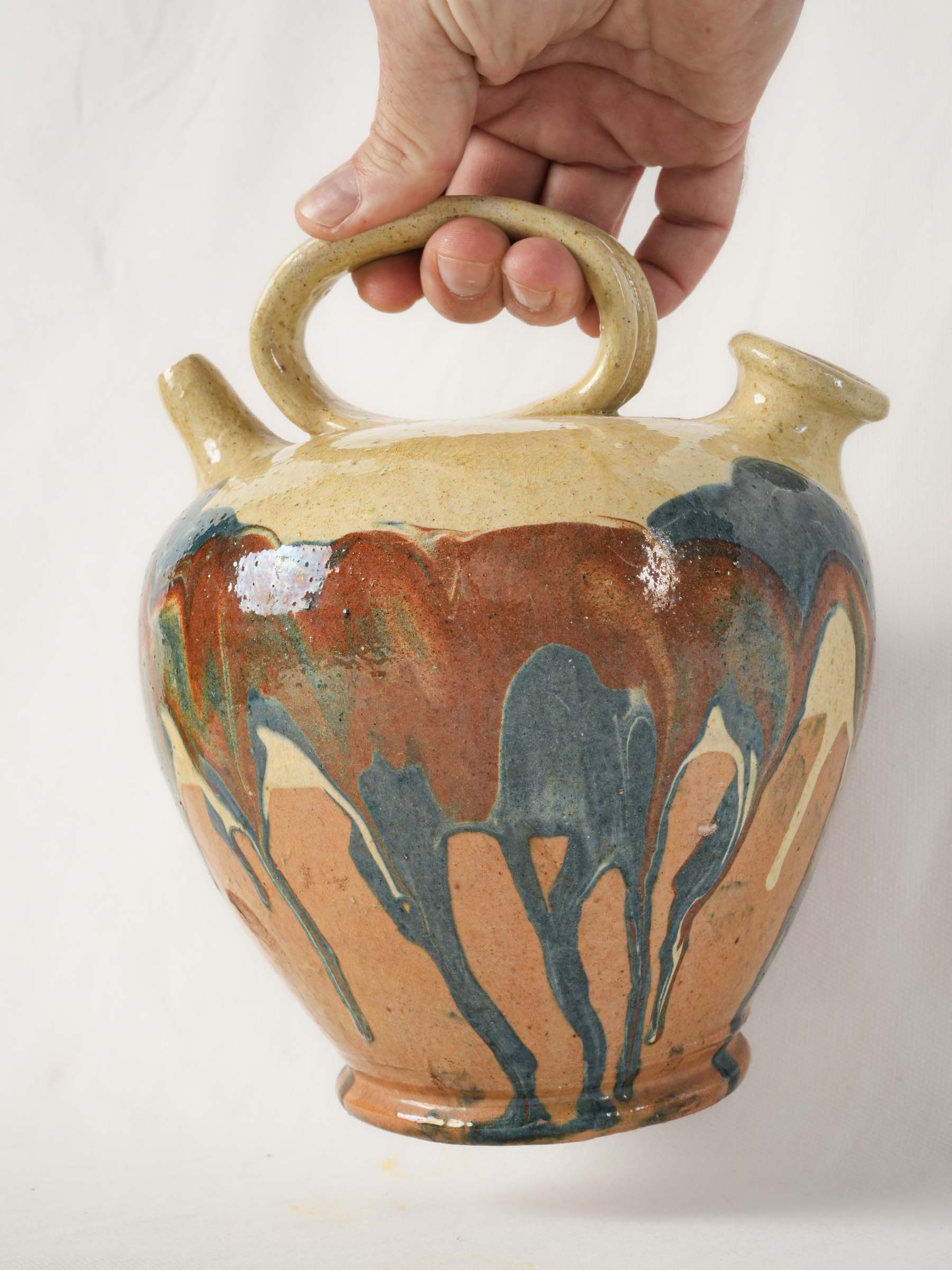 Late 19th century Languedoc double spouted Kanti pitcher in terracotta - 9½"