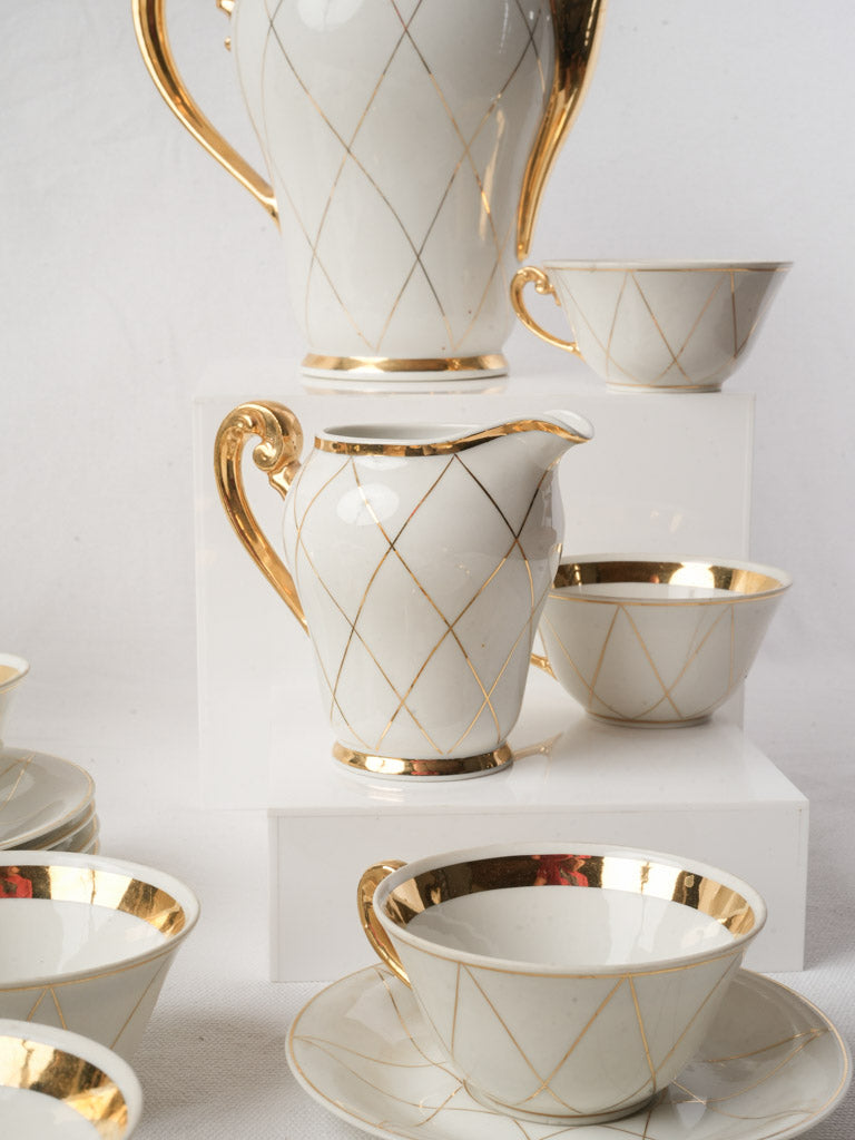 Chic Limoges Coffee Service for Twelve by Jean Pouyat Circa 1930