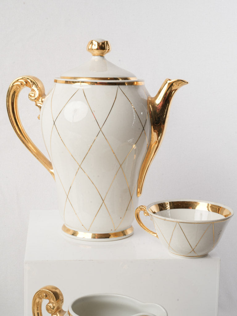 Chic Limoges Coffee Service for Twelve by Jean Pouyat Circa 1930