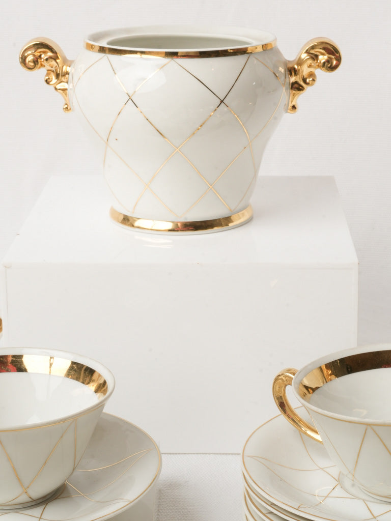 Chic Limoges Coffee Service for Twelve by Jean Pouyat Circa 1930