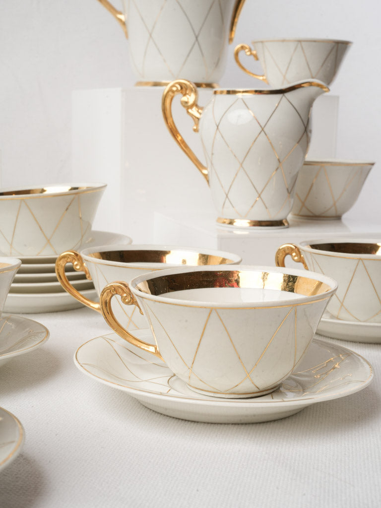 Chic Limoges Coffee Service for Twelve by Jean Pouyat Circa 1930