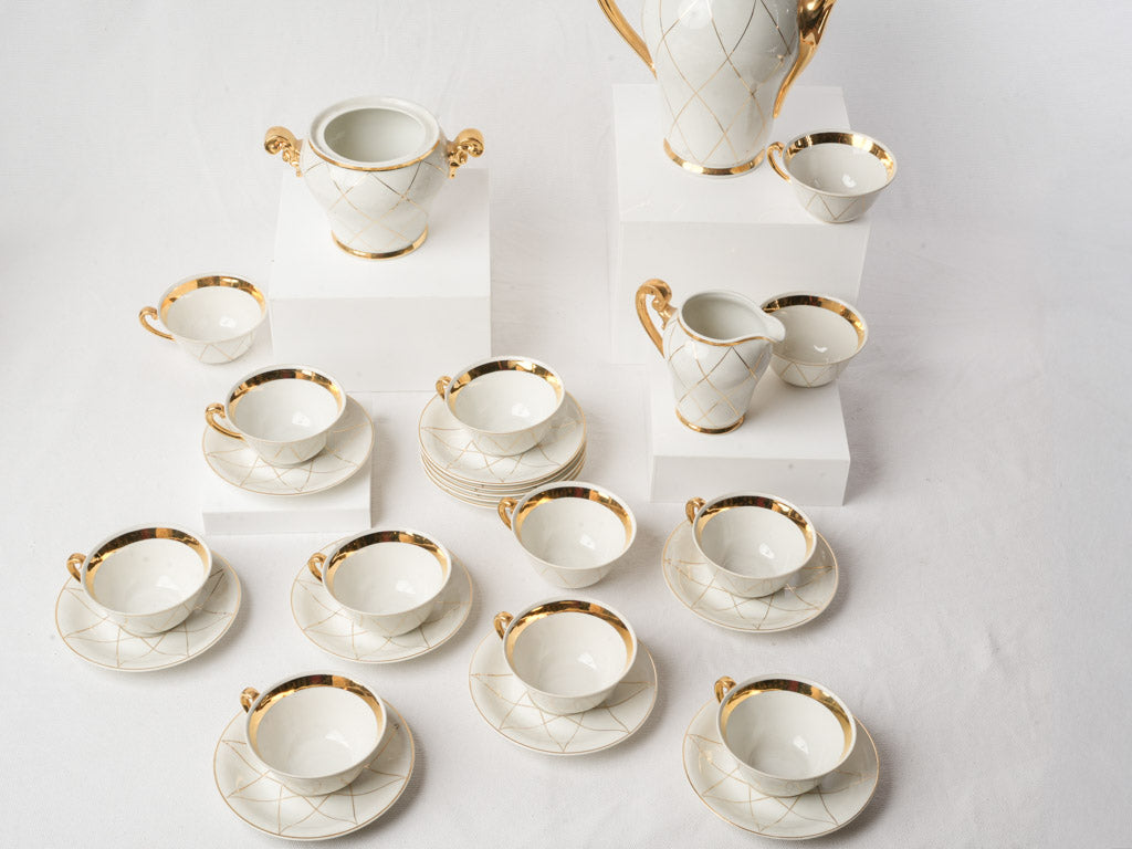 Chic Limoges Coffee Service for Twelve by Jean Pouyat Circa 1930
