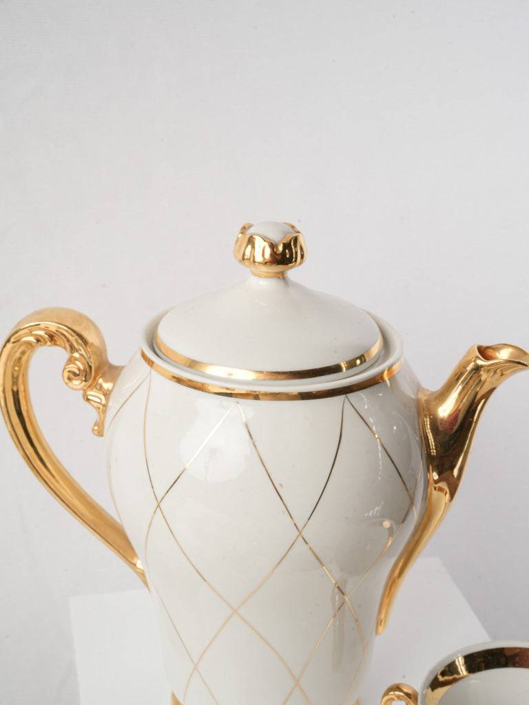 Chic Limoges Coffee Service for Twelve by Jean Pouyat Circa 1930