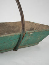 Antique French green wooden harvest trug