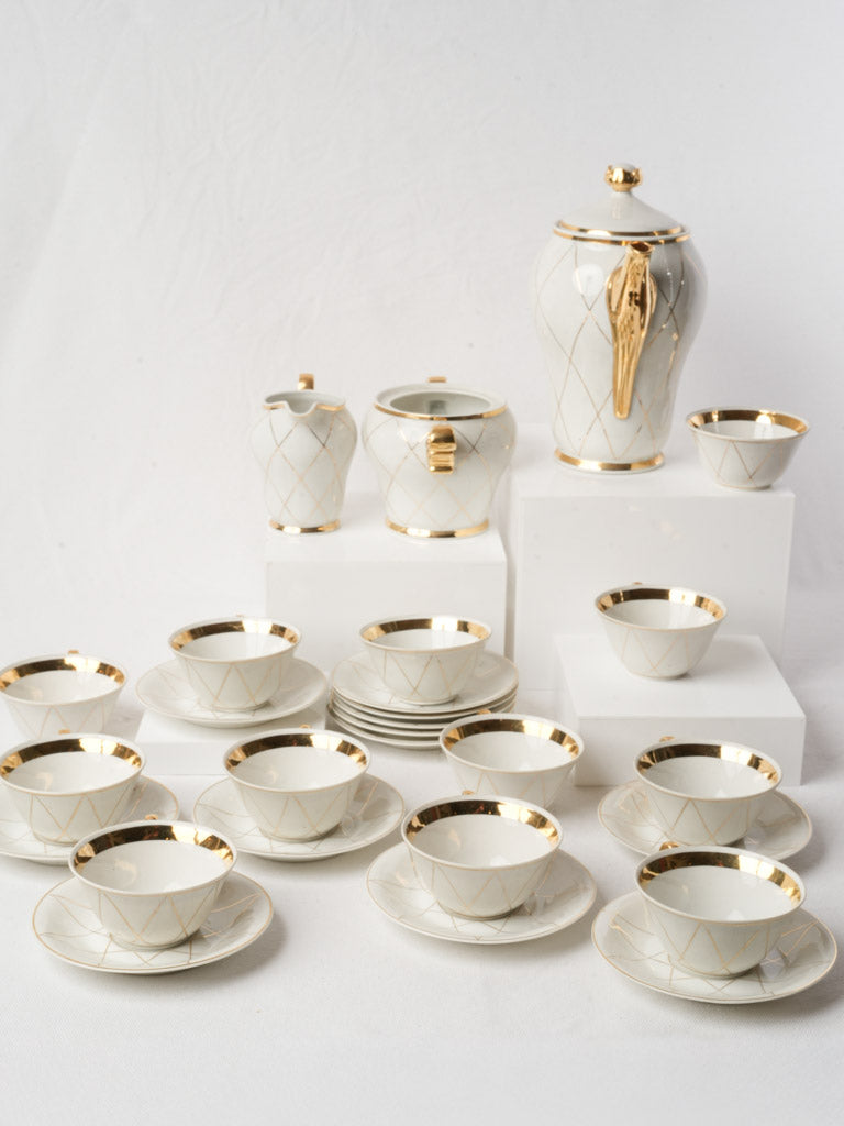 Chic Limoges Coffee Service for Twelve by Jean Pouyat Circa 1930