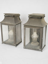 Vintage French zinc wall lanterns