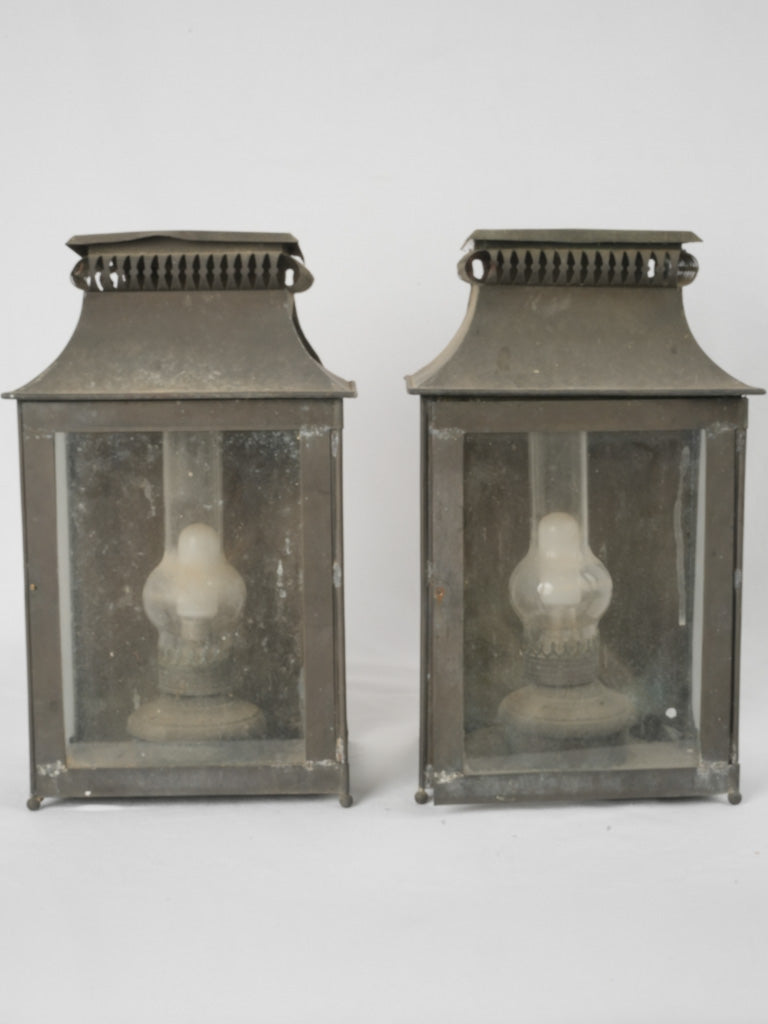 Aged 1920s rustic wall sconces