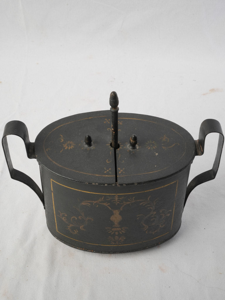 Historic black oval egg carrier  