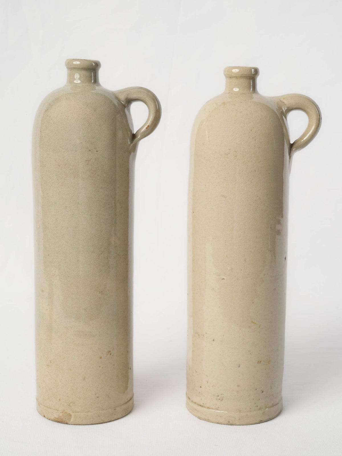 Pair of Vintage French Stoneware Bottles In Beige - 12¼"