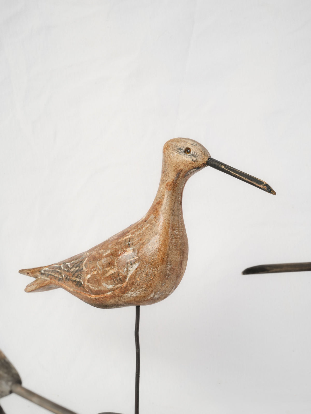 Set of Three Vintage Painted Wooden Shorebird Sculptures