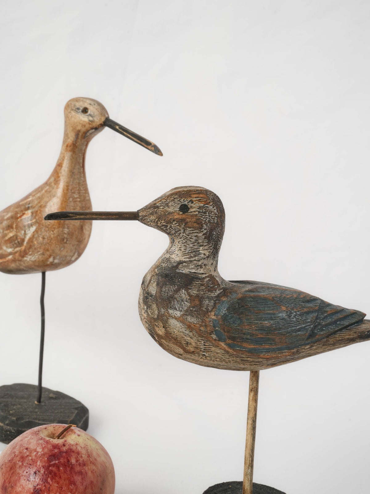 Set of Three Vintage Painted Wooden Shorebird Sculptures
