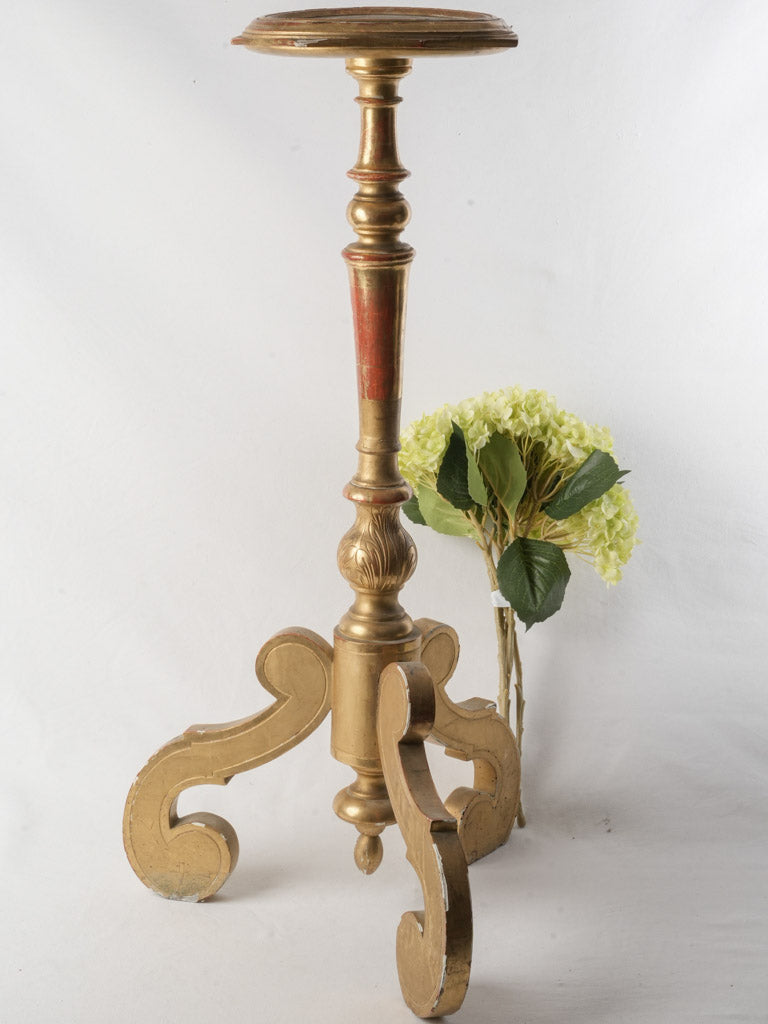 Elegant 18th-Century Gilded Wood Pedestal - 37½"