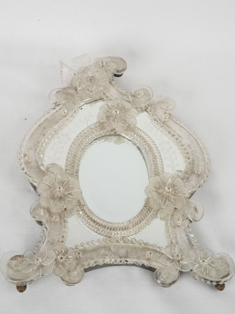 Intricate 1940s small floral mirror