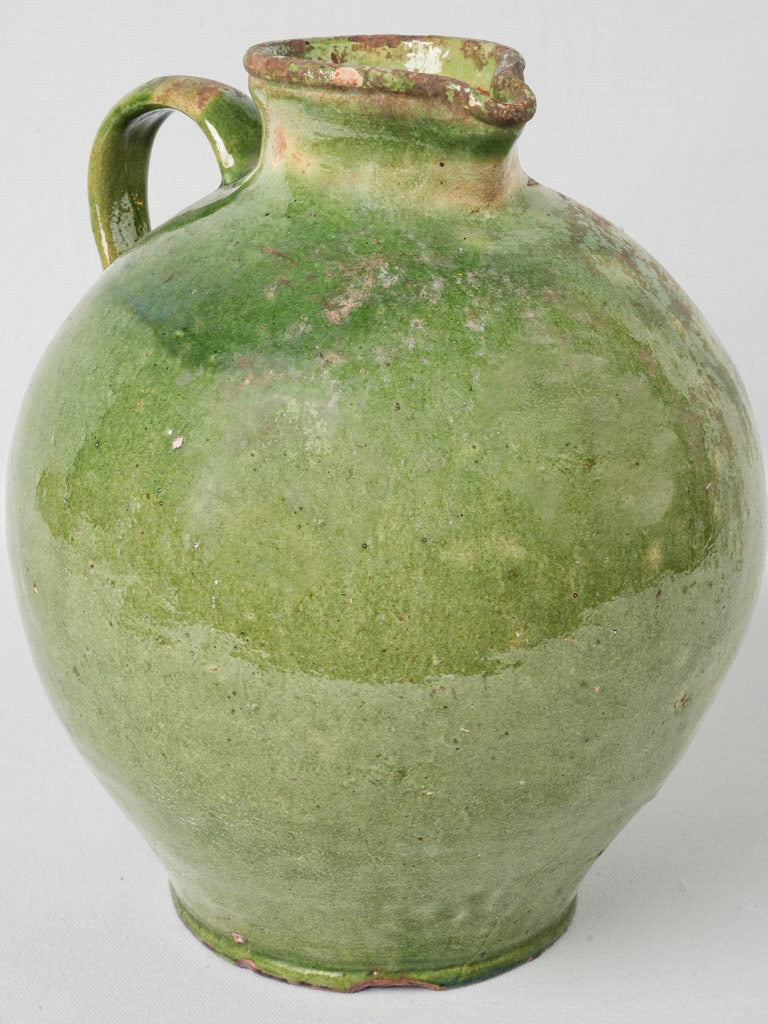 Antique Provençal Green-Glazed Jug - 12½"
