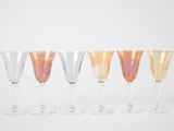 6 multicolor liqueur glasses - 1950s - 4"