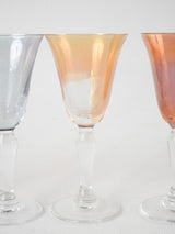 6 multicolor liqueur glasses - 1950s - 4"