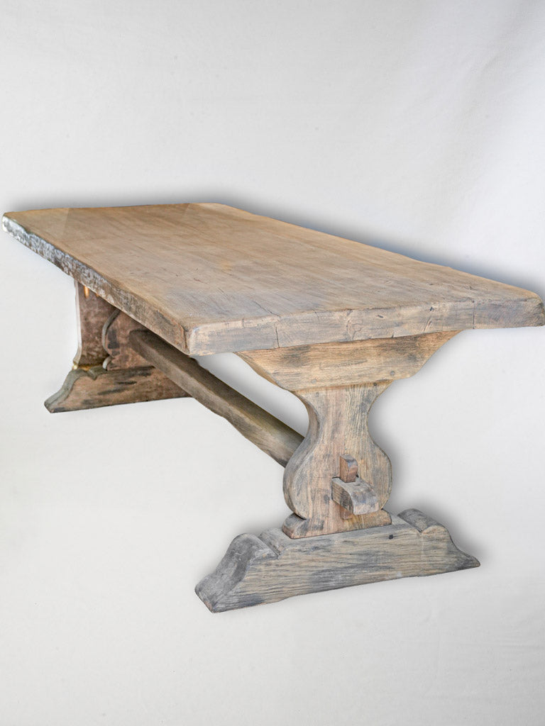 1960s French Monastery-Style Oak Dining Table w/ Gray Patina - 98"