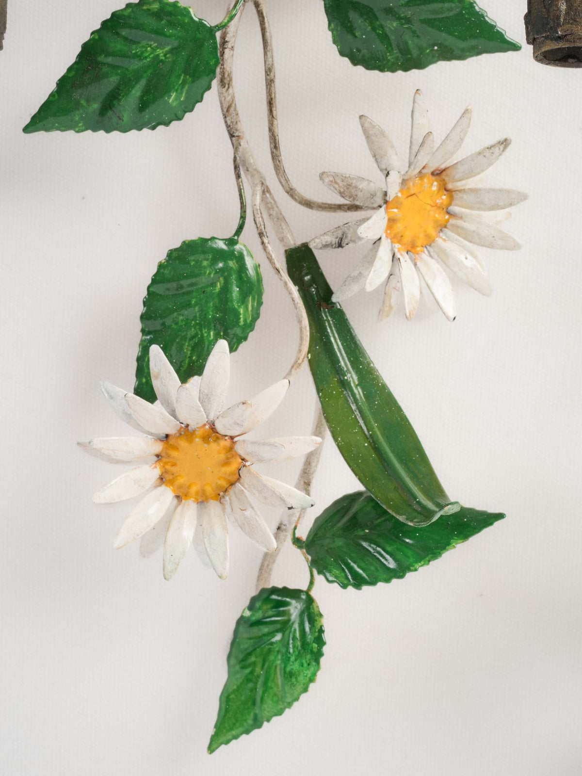 Pair of Cheerful  Painted Metal Daisy Sconces, 1960s -14¼"