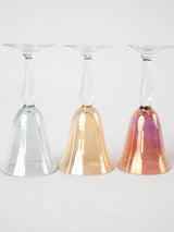 6 multicolor liqueur glasses - 1950s - 4"