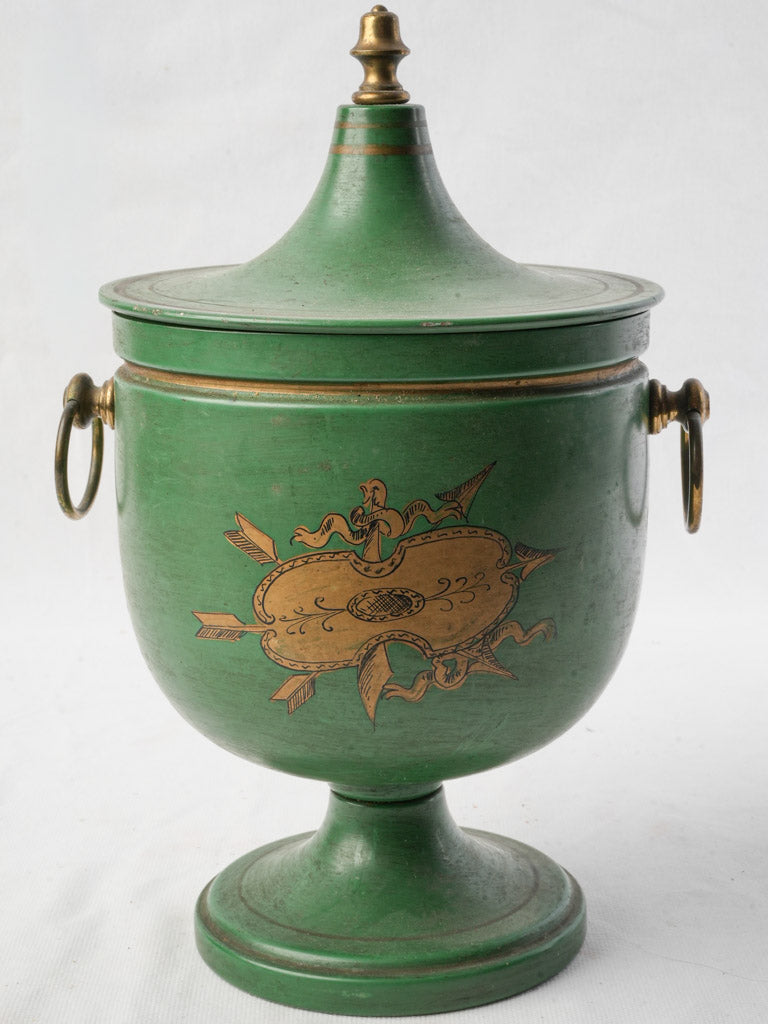 Elegant Late 18th Century Neoclassical Green-Painted Tinplate Urn - 12½"