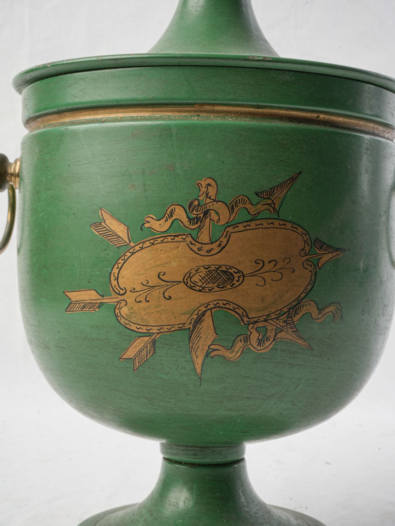 Elegant Late 18th Century Neoclassical Green-Painted Tinplate Urn - 12½"