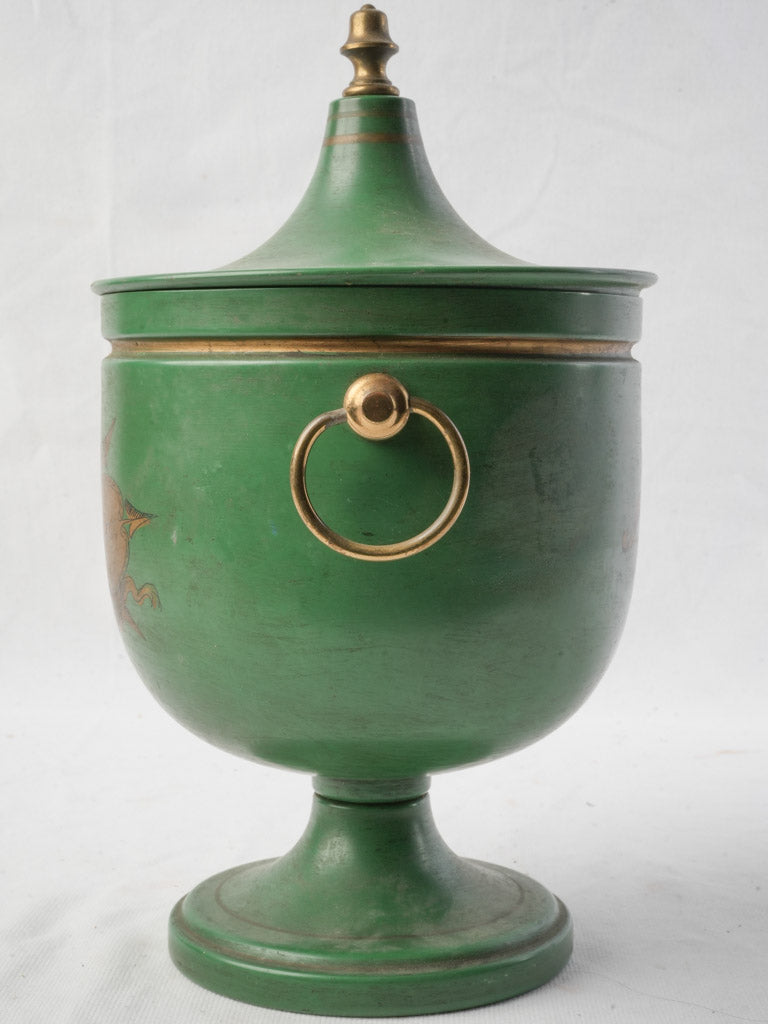 Elegant Late 18th Century Neoclassical Green-Painted Tinplate Urn - 12½"