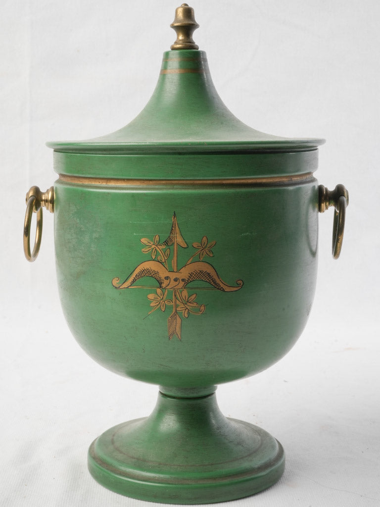 Elegant Late 18th Century Neoclassical Green-Painted Tinplate Urn - 12½"